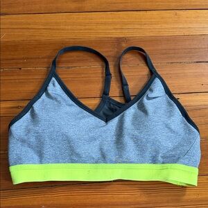 Nike Women's Black and Lime Sports Bra